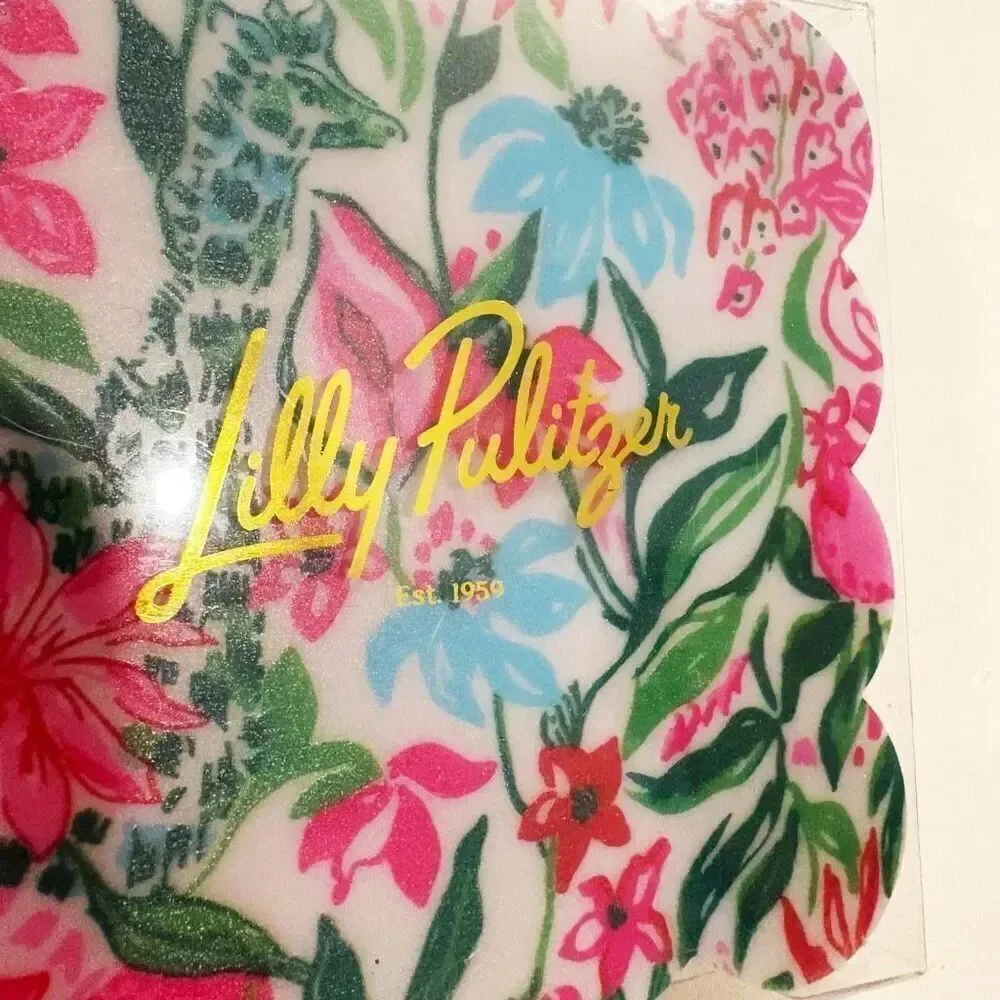 NIB Lilly Pulitzer Ceramic Coasters Glowing Gardens Floral Set of 4